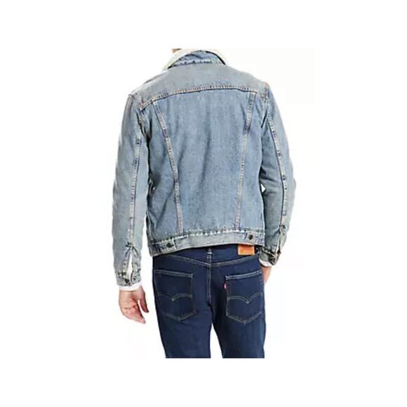 Levis Original men’s classic Sherpa Trucker Jacket Snap Up Blue Medium - Picture 10 of 10